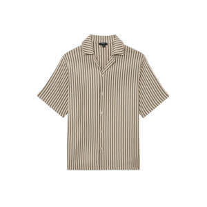 REISS Griff Textured Stripe Cuban-Collar Shirt